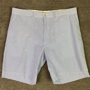 Vintage Polo Ralph Lauren Seersucker Shorts Men's 40 Blue White Cotton Preppy
